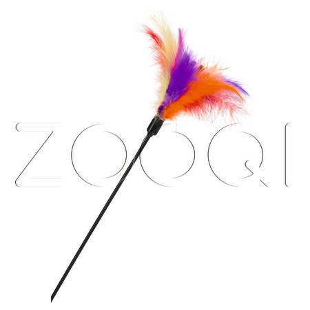 Beeztees Игрушка-дразнилка с разноцветными перьями для кошек, 45 см