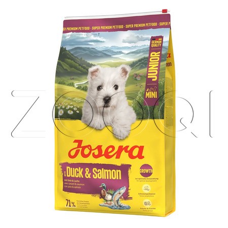 Корм Josera MiniJunior with Duck & Salmon (Junior/Adult Mini 29/18) для собак (утка, лосось)