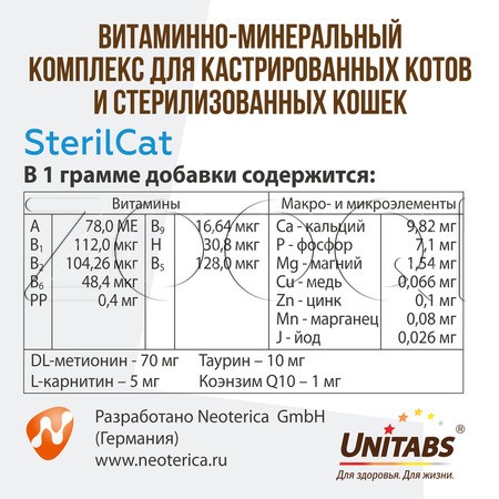 Unitabs SterilCat с Q10 для кошек