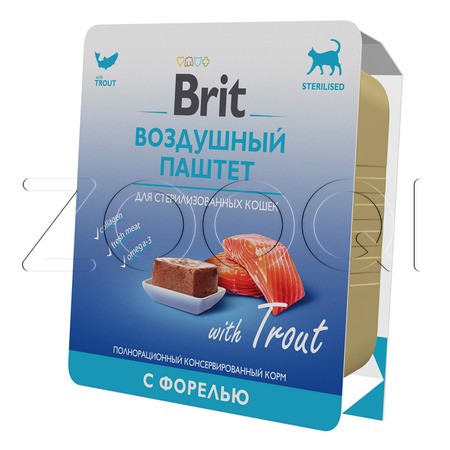 Brit Premium Воздушный паштет c форелью для взрослых стерилизованных кошек, 100 г