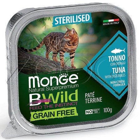 Monge Cat BWild Grain Free Sterilised Tuna & Vegetables для стерилизованных кошек (тунец, овощи), 100 г