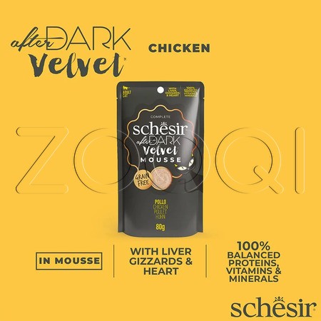 Schesir Cat After Dark Velvet Мусс из курицы для взрослых кошек, 80 г