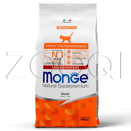 Корм Monge Cat Speciality Line Monoprotein Kitten Duck для котят (утка)
