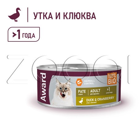 Паштет Award для кошек (утка, клюква), 100 г