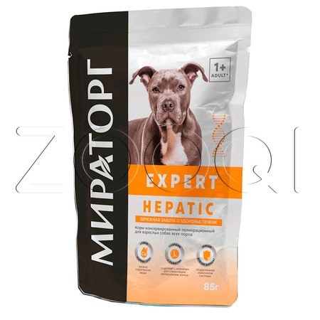 МИРАТОРГ Expert Hepatic для взрослых собак всех пород «Бережная забота о здоровье печени», 85 г