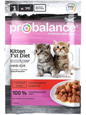 ProBalance Консервированный корм 1'st Diet Kitten (телятина в желе), 85 г