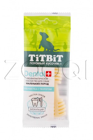 TiTBiT ДЕНТАЛ+ Зубочистка с творогом для собак маленьких пород, 26 г