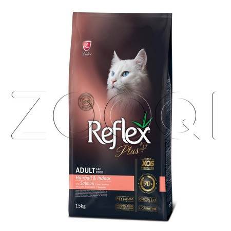 Reflex Plus Adult Hairball & Indoor Salmon для выведения шерсти у взрослых домашних кошек (лосось, курица)