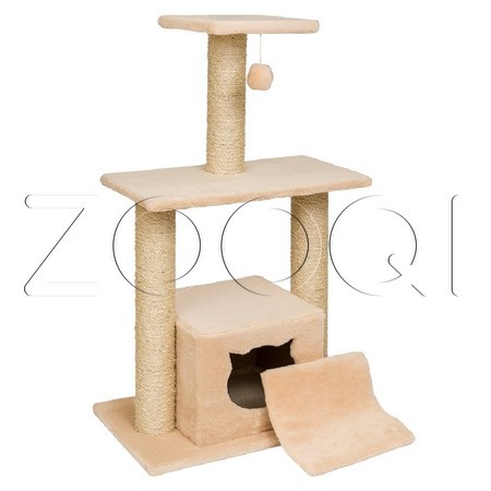 Q-zoo Комплекс с домиком для кошек, сизаль, 65x40x120 см