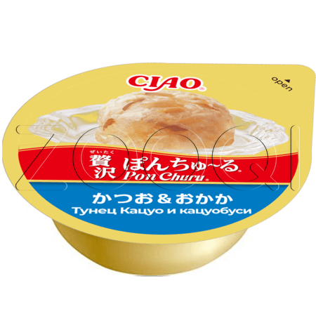 INABA CIAO Pon Churu Суфле-лакомство для кошек (тунец Кацуо и кацуобуси), 35 г x 2 шт