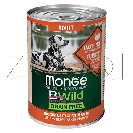Monge Dog BWild Grain Free Adult Turkey (индейка), 400 г