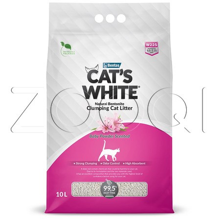 Cat's White Baby Powder наполнитель комкующийся для кошачьего туалета с ароматом детской присыпки