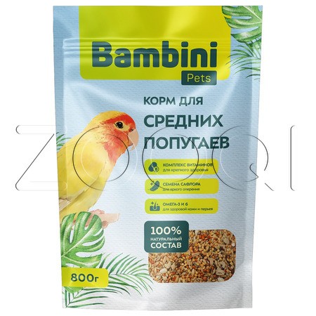 Корм Bambini Pets для средних попугаев, 800 г