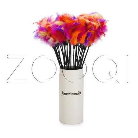Beeztees Игрушка-дразнилка с разноцветными перьями для кошек, 45 см