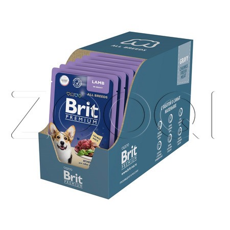 Brit Premium Пауч с ягнёнком в соусе для взрослых собак всех пород, 85 г