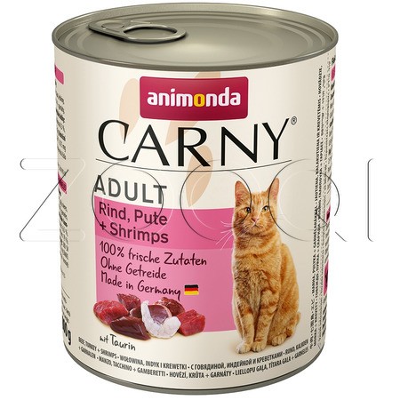 Консерва Carny Adult для кошек (говядина, индейка, креветки), 800 г