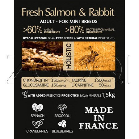 Ambrosia Grain Free Mini Adult Fresh Salmon & Rabbit для взрослых собак мелких пород (лосось, кролик)