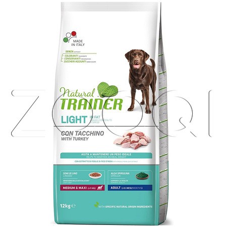 Natural Trainer Light Adult Medium & Maxi для взрослых собак средних и крупных пород (индейка)