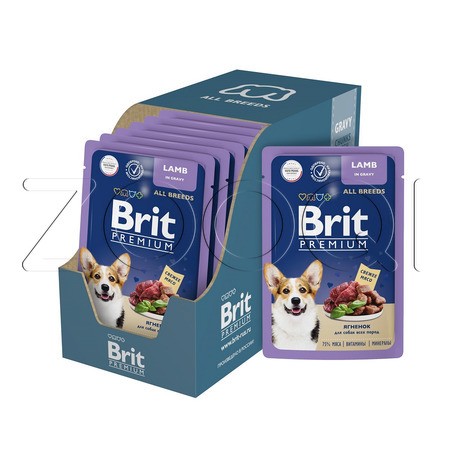 Brit Premium Пауч с ягнёнком в соусе для взрослых собак всех пород, 85 г