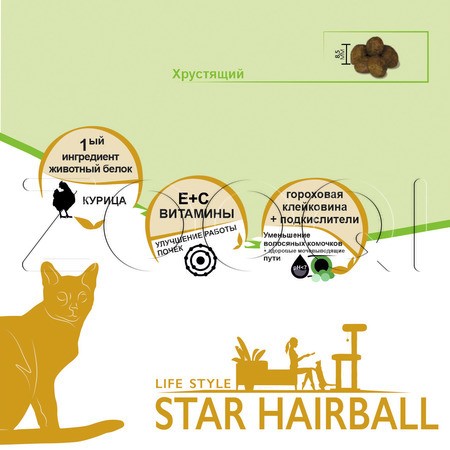 Unica Classe Star Hairball с курицей для кошек