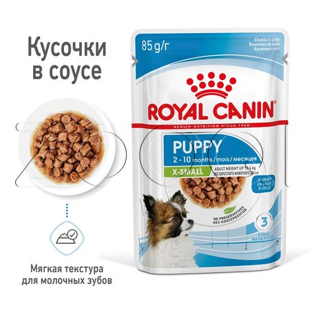 Royal Canin X-Small Puppy Pouch (кусочки в соусе), 85 г