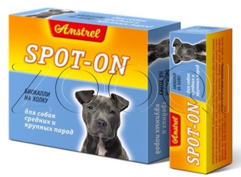Биокапли антипаразит. Amstrel "Spot-on" для собакак средних и крупных пород, упак. 4 пип