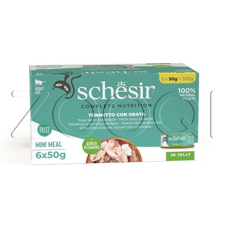 Консерва Schesir Cat Complete Nutrition для кошек (тунец, морской лещ), мультиупаковка 6x50 г