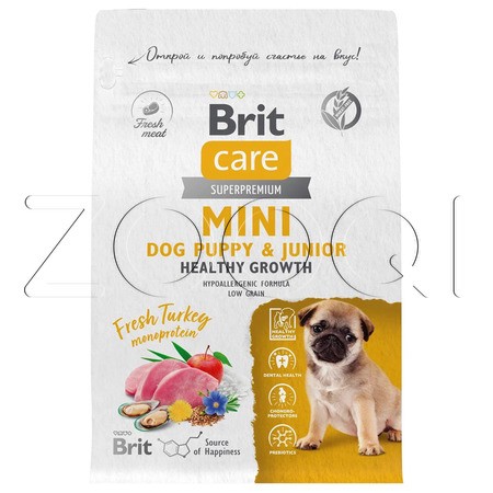 Корм Brit Care Mini Dog Puppy & Junior Healthy Growth для щенков (индейка)