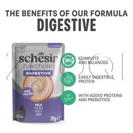 Мусс Schesir Cat Functions Digestive для кошек (курица), 70 г