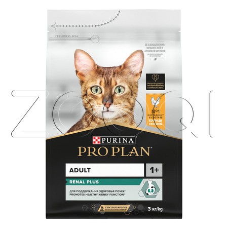 Purina Pro Plan Adult Renal Plus для поддержания здоровья почек у взрослых кошек (курица)