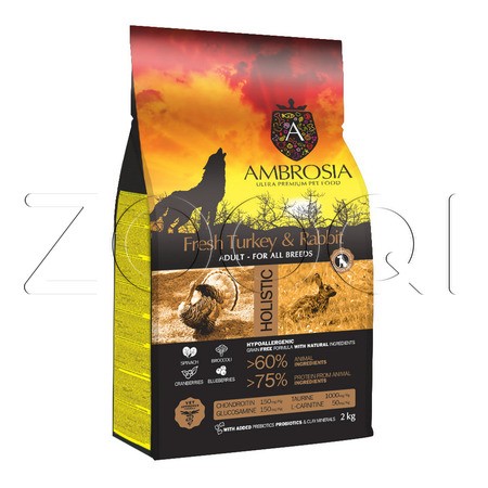 Корм Ambrosia Grain Free Adult Fresh Turkey & Rabbit для собак (индейка, кролик)