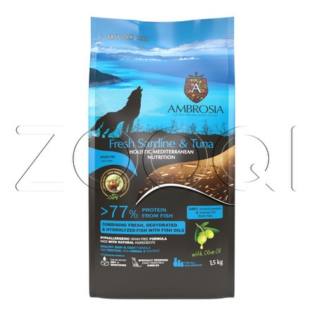 Ambrosia Mediterranean Diet Fresh Sardine & Tuna для взрослых собак всех пород (сардина, тунец)