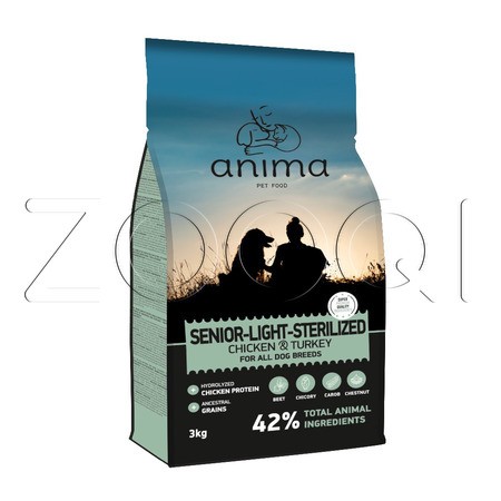 Anima Senior Light Sterilized All Breed для пожилых собак всех пород (курица, индейка)