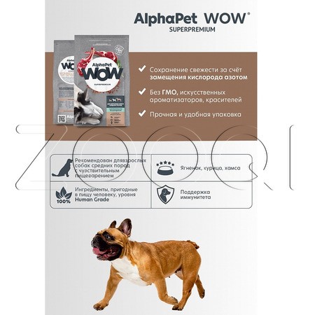 Корм AlphaPet WOW Superpremium для собак (ягненок, бурый рис) 