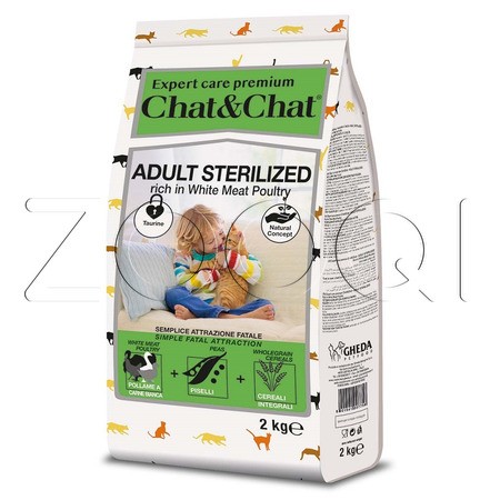 Chat&Chat Expert Adult Sterilized with White Meat Poulty для стерилизованных кошек с белым мясом птицы