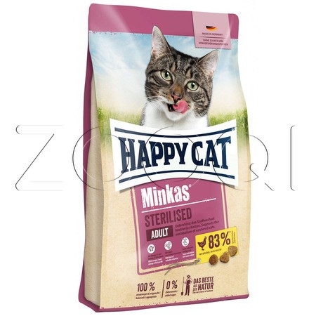 Happy Cat Minkas Sterilised 33/9 для профилактики МКБ у стерилизованных кошек (домашняя птица)