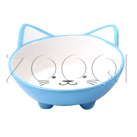 №1 Миска керамическая «Мордочка кошки» на ножках, 12x13x7.5 см, 150 мл