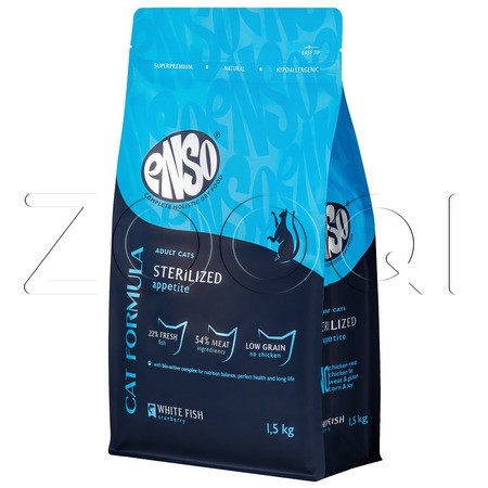 Корм ENSO Cat Formula Sterilized для кошек (белая рыба, клюква)