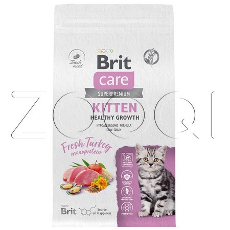 Brit Care Cat Kitten Healthy Growth с индейкой для котят, беременных и кормящих кошек