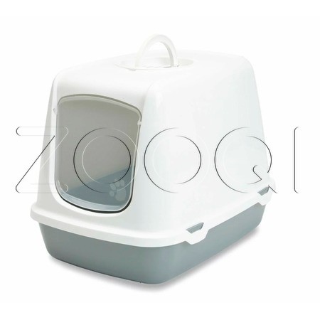 Туалет-домик "SAVIC" "Oscar" для кошек, 50х37х39см,белый/серый, пластик