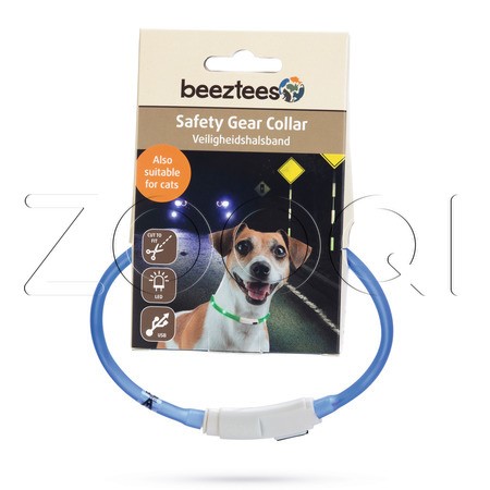 Beeztees Ошейник силиконовый для собак с подсветкой. Синий (35 см*10 мм)