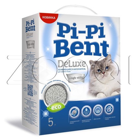 Pi-Pi-Bent Наполнитель Deluxe Magic White для кошачьего туалета, бентонит, 5 л