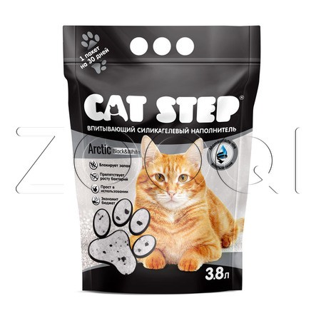 Cat Step Arctic Black & White Cиликагелевый наполнитель для кошачьих туалетов