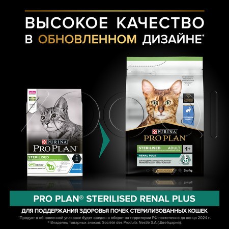 Корм Purina Pro Plan Renal Plus Sterilised Adult для кошек (кролик)