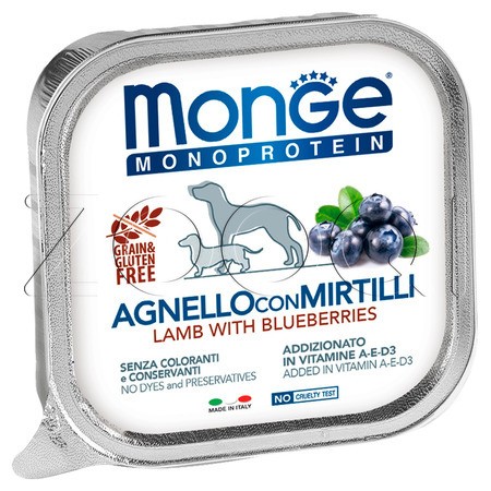 Monge Dog Natural Monoprotein Fruits взрослых для собак (ягненок с черникой), 150 г