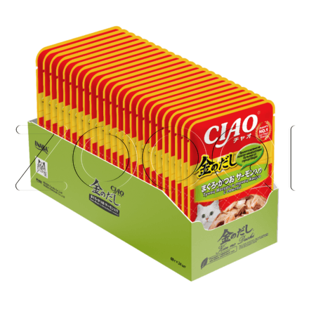 Пауч INABA CIAO Kinnodashi для кошек (тунец Магуро и Кацуо, сёмга), 60 г
