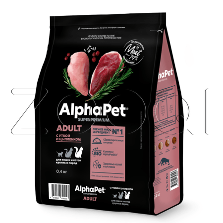 Корм AlphaPet Superpremium Adult для кошек (утка, цыпленок)