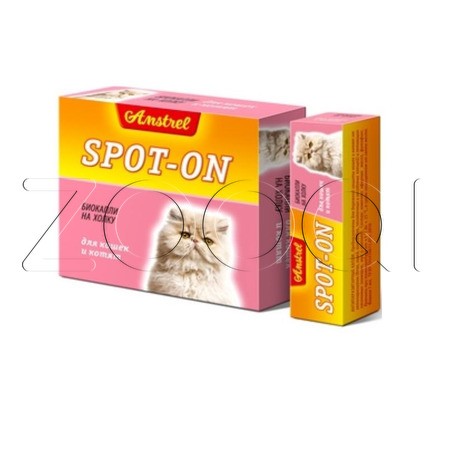 Биокапли антипаразитарные на холку Amstrel "Spot-on" для кошек и котят 1 флакон/ 1 мл