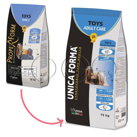 Корм Unica Forma Toys Adult Care для собак (ягненок), 15 кг