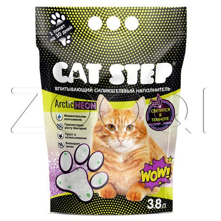 Cat Step Arctic Neon Впитывающий силикагелевый наполнитель, 3.8 л